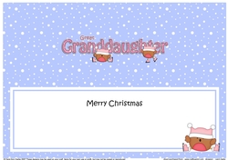 Large DL Merry Christmas GREAT GRANDDAUGHTER insert with Bobbin Robin