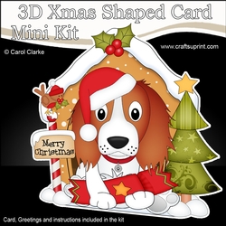 3D Shaped Christmas Kennel Card Kit - Little Springer Spaniel Dog