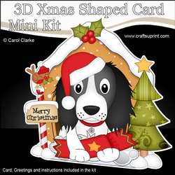 3D Shaped Christmas Kennel Card Kit - Little Springer Spaniel Dog