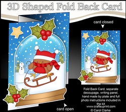 Christmas 3D Shaped No-Hole Fold Back Mini Kit - Bobbin Robin is Sledging