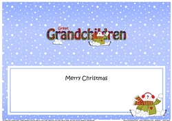 Large DL Merry Christmas GREAT GRANDCHILDREN insert with Snowman Rio