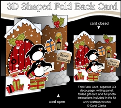 3D Shaped No-Hole Fold Back Christmas Card Mini Kit - Penguins have a Present