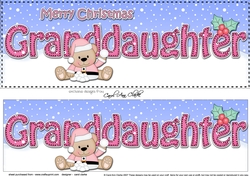 Large DL Merry Christmas GRANDDAUGHTER 3D decoupage with Livvy Bear