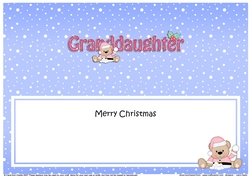 Large DL Merry Christmas GRANDDAUGHTER insert with Livvy Bear