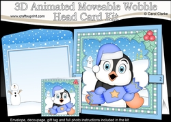 3D Animated Christmas Moveable Wobble Head Card Kit - Penguin has an Xmas Cracker