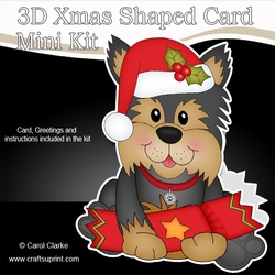 3D Shaped Christmas Card Kit - Little Yorkie Dog
