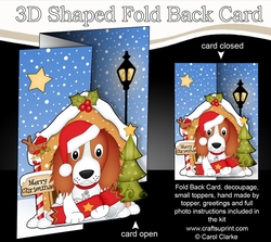 Shaped No-Hole Fold Back Christmas Kennel Card Kit - Little Springer Spaniel Dog