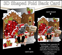 3D Shaped No-Hole Fold Back Christmas Card Kit - Little Scottie Dog