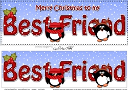 Large DL Merry Christmas to my BEST FRIEND 3D decoupage with Penguins
