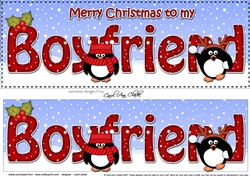Large DL Merry Christmas to my BOYFRIEND 3D decoupage with Penguins