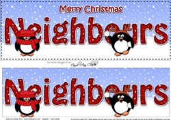 Large DL Merry Christmas NEIGHBOURS 3D decoupage with Penguins