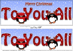 Large DL Merry Christmas TO YOU ALL 3D decoupage with Penguins