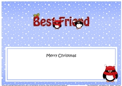 Large DL Merry Christmas BEST FRIEND insert with Penguins