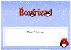 Large DL Merry Christmas BOYFRIEND insert with Penguins