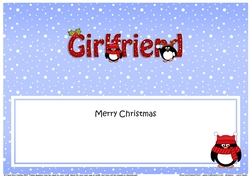 Large DL Merry Christmas GIRLFRIEND insert with Penguins