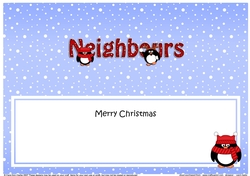 Large DL Merry Christmas NEIGHBOURS insert with Penguins