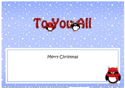 Large DL Merry Christmas TO YOU ALL insert with Penguins