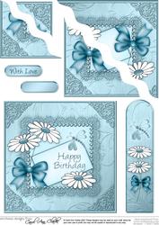Daisies on metallic lace  - Wavey Corner Stacker