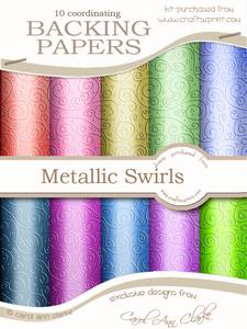 'metallic Swirls Embossed' Backing Papers Kit