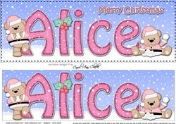 Large DL Merry Christmas ALICE 3D decoupage 