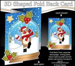 Christmas 3D Shaped No-Hole Fold Back Mini Kit - Rudolph is having a Snowball Fight