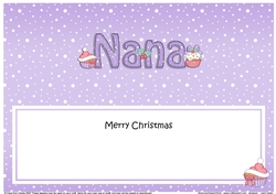 Large DL Merry Christmas NANA insert with Cupcakes