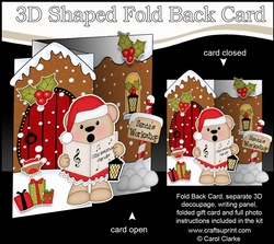 3D Shaped No-Hole Fold Back Christmas Card Mini Kit - Livvy Bear is Carol Singing