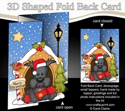 Shaped No-Hole Fold Back Christmas Kennel Card Kit - Little Scottie Dog