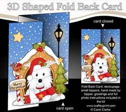 Shaped No-Hole Fold Back Christmas Kennel Card Kit - Little Westie Dog