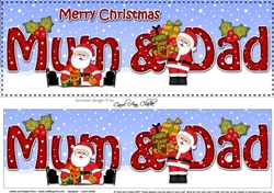 Large DL Merry Christmas MUM & DAD with Santa 3D decoupage 