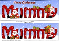 Large DL Merry Christmas MUMMY with Santa 3D decoupage
