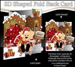 3D Shaped No-Hole Fold Back Christmas Card Kit - Little Golden Labrador Dog
