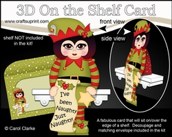 3D Christmas On the Shelf Card Kit - Cute Little Goth Elf has been Naughty!