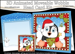 3D Animated Christmas Moveable Wobble Head Card Kit - Penguin has an Xmas Tree