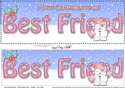 Large DL Merry Christmas BEST FRIEND 3D decoupage with Snowball Sam