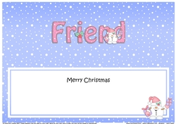 Large DL Merry Christmas FRIEND insert with Snowball Sam