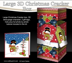 3D Large Christmas Cracker Box -  Snowman Rio has a Heart