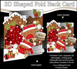 3D Shaped No-Hole Fold Back Christmas Card Mini Kit - Cute Bobbin Robins are Snowballing