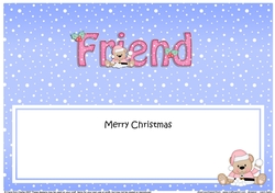 Large DL Merry Christmas FRIEND insert with Livvy Bear