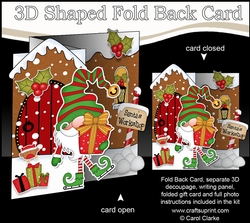 3D Shaped No-Hole Fold Back Christmas Card Mini Kit - Gnome Gnanazz is Ice Skating