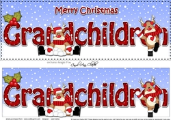 Large DL Merry Christmas GRANDCHILDREN 3D decoupage with Rudolph