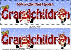 Large DL Merry Christmas GREAT GRANDCHILDREN 3D decoupage with Rudolph