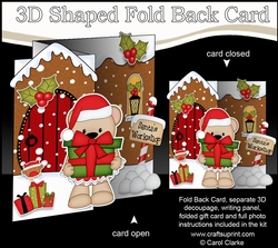 3D Shaped No-Hole Fold Back Christmas Card Mini Kit - Livvy Bear has an Xmas Present