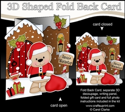 3D Shaped No-Hole Fold Back Christmas Card Mini Kit - Livvy Bear has an Xmas Sack of Presents