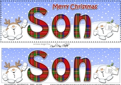 Large DL Merry Christmas SON 3D decoupage with Snowball Sam