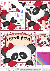 Scalloped Corner Stacker - Love, Romance, Valentine - Teddy Bear