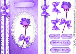 A5 Rose, Lace and Pearls Quick Card with 3D Decoupage