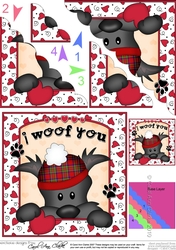 Scalloped Corner Stacker - Love, Romance, Valentine- Little Scottie Dog