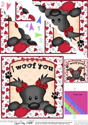 Scalloped Corner Stacker - Love, Romance, Valentine- Little Scottie Dog