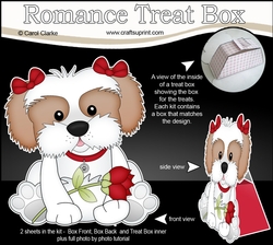 3D Valentine Treat Box Mini Kit - Cute Romantic Cavachon Dog has a Rose